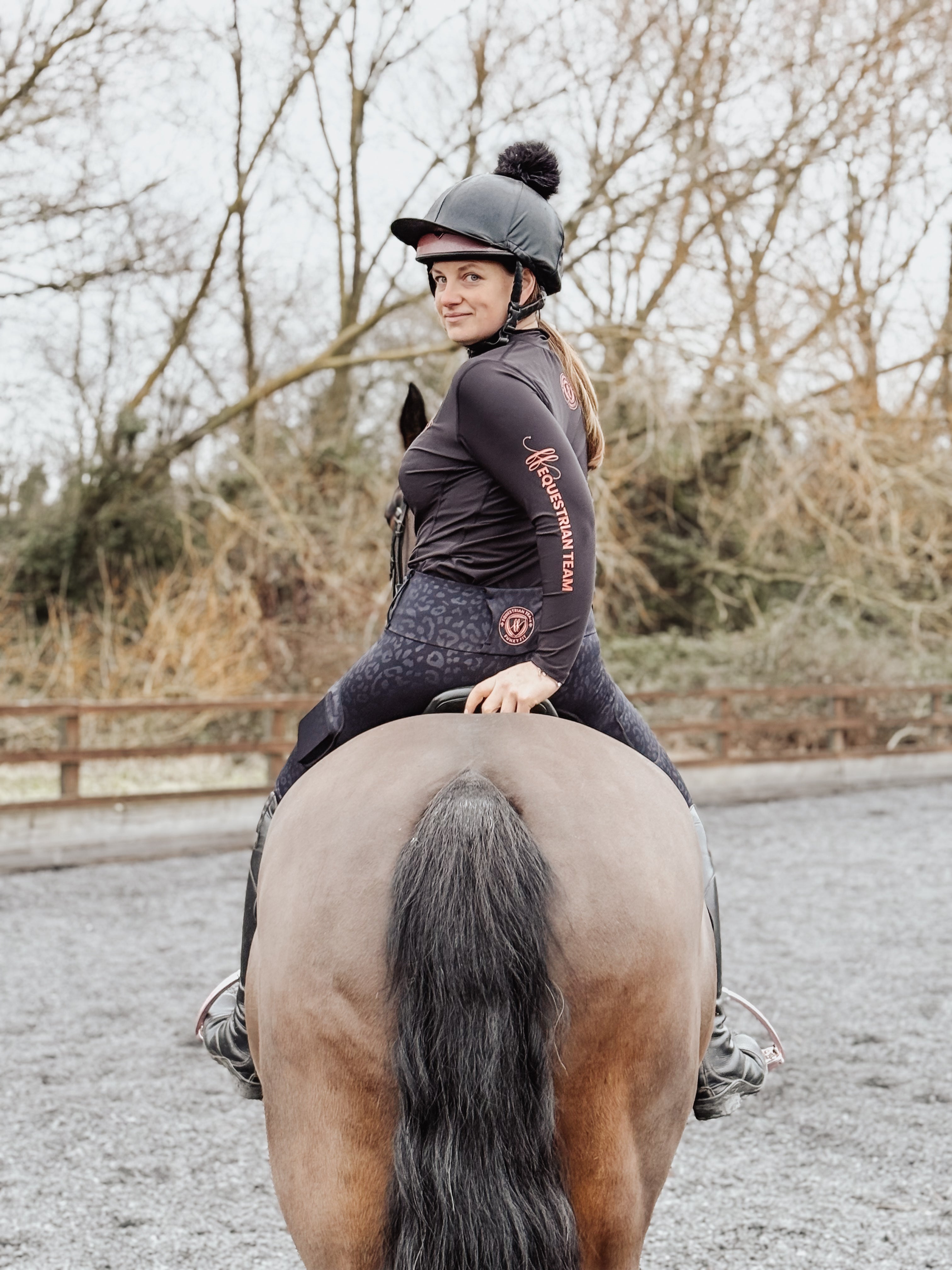 Team Long Sleeved Base Layer - BLack & Rose (Adult)