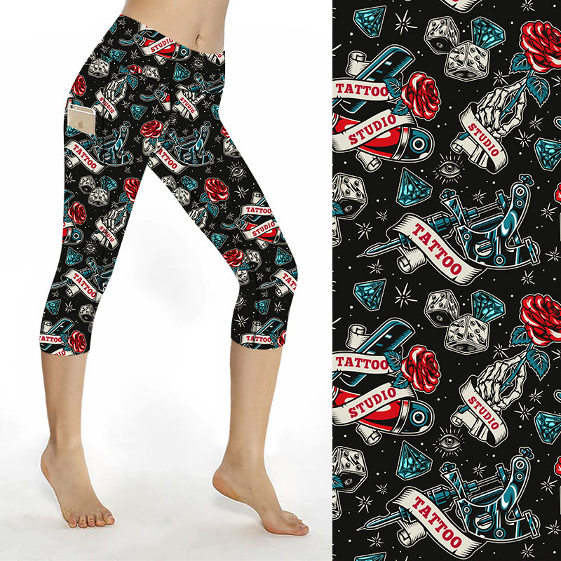 Funky Fit SCULPT Yoga Capri Leggings - Retro Ink