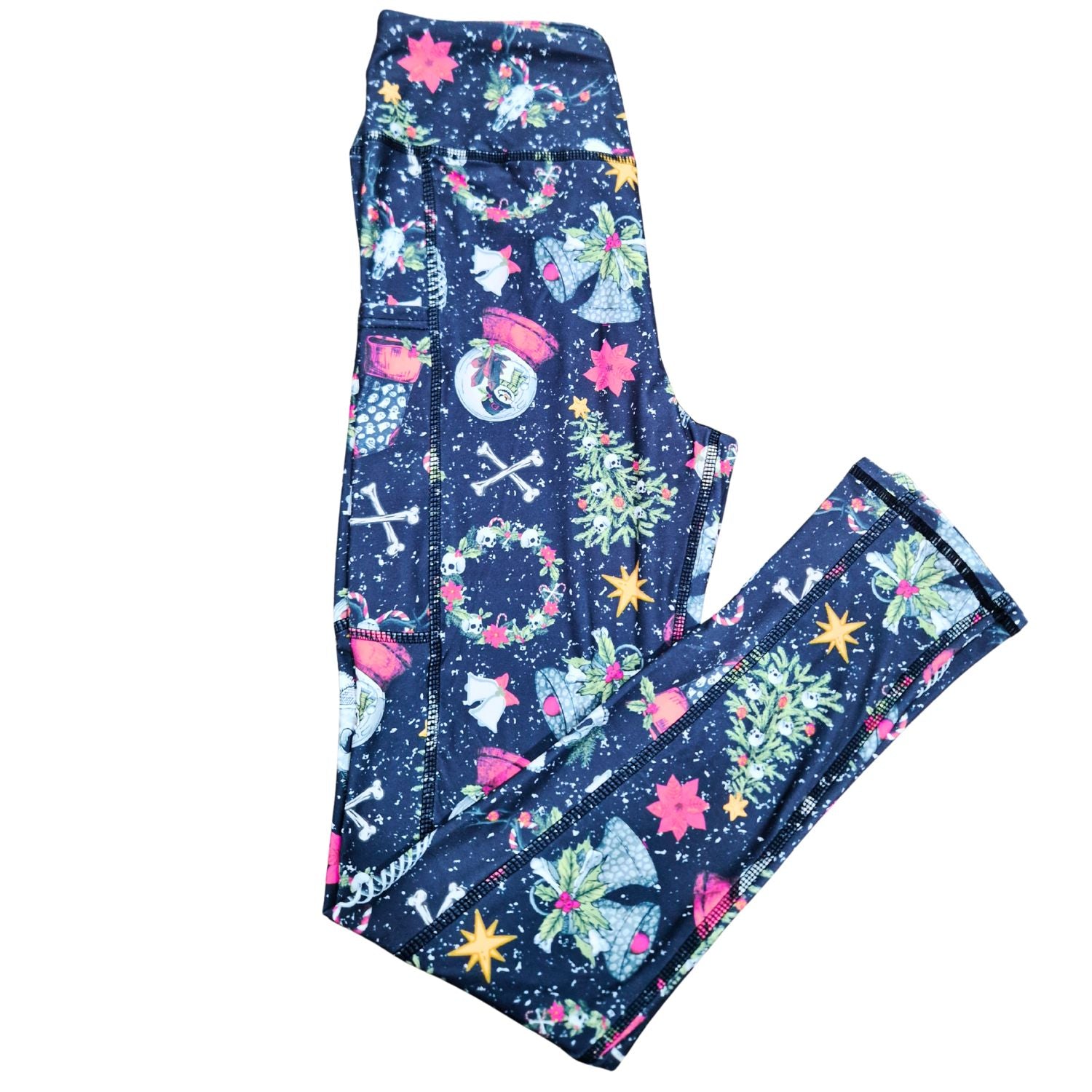 Funky Fit Dark Christmas – (black gothic-style with skeletons, skulls, wreaths, poinsettias)