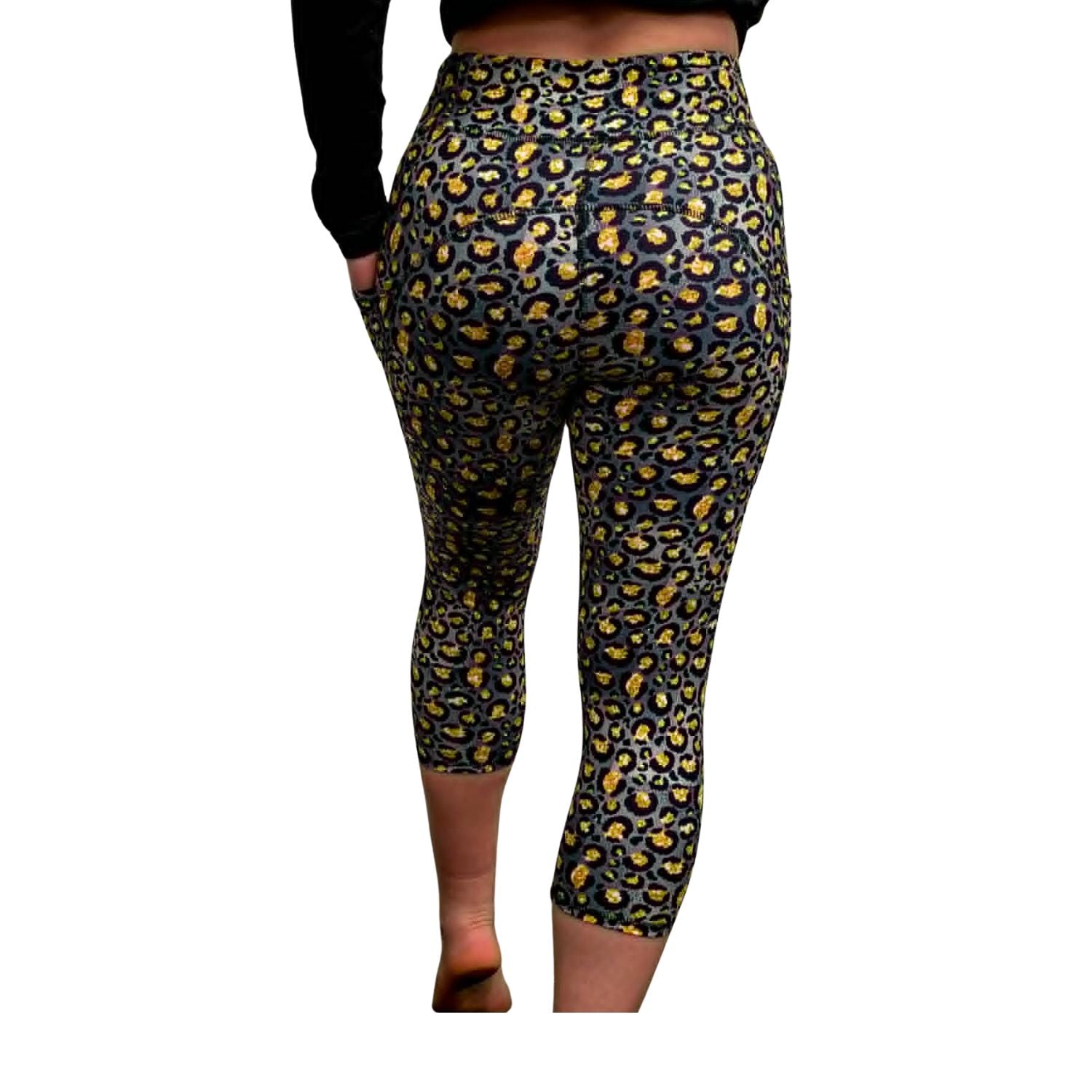 Funky Fit SCULPT Yoga Capri Leggings - Leopard & Gold