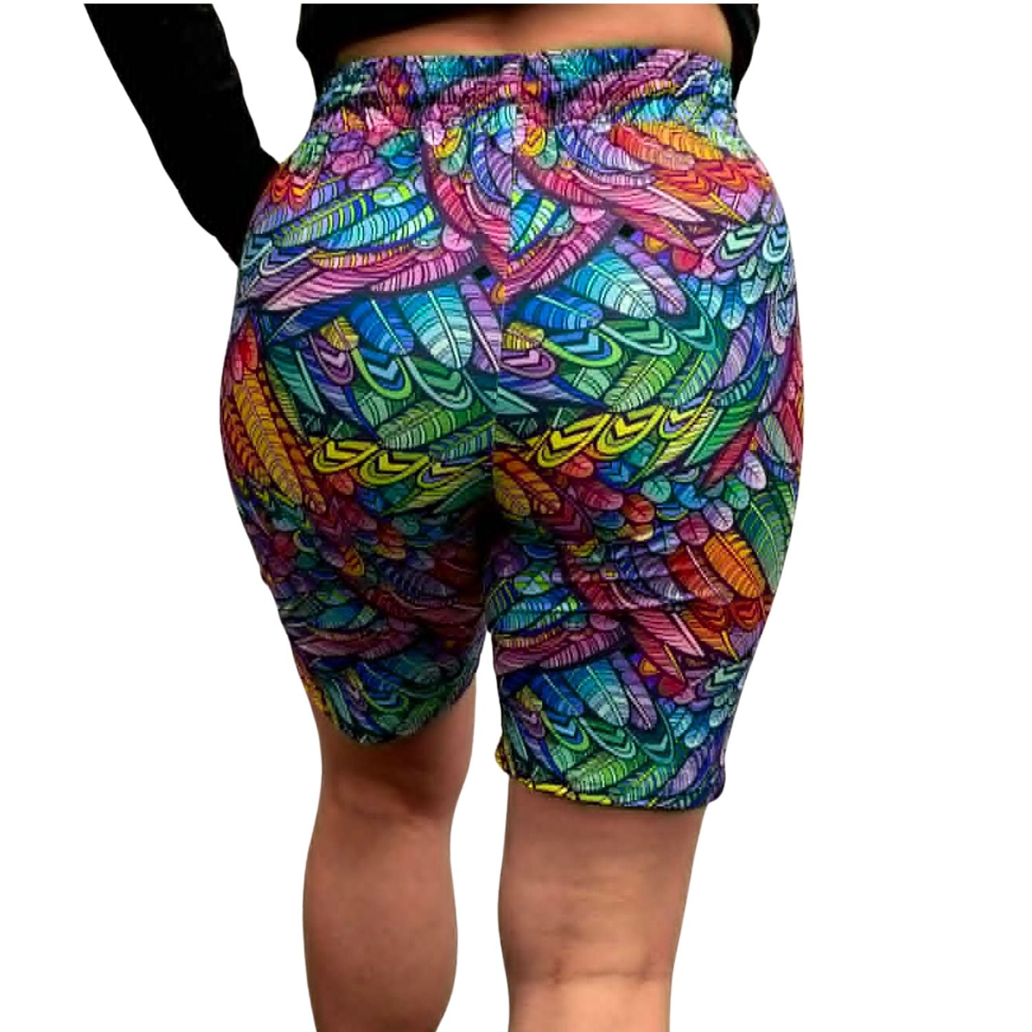 Funky Fit Loose Fit Shorts - Rainbow Feathers