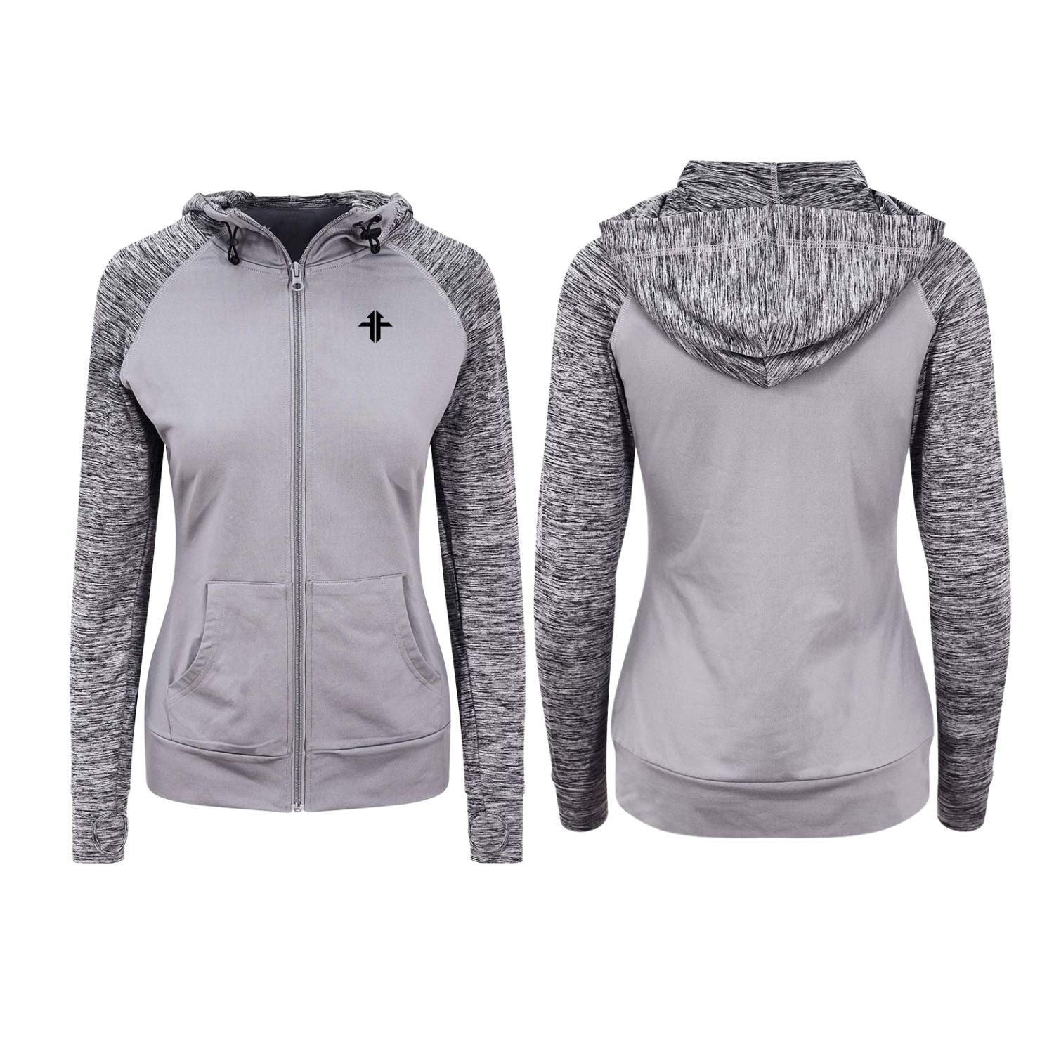 Funky Fit Ladies Cool Active Contrast Zoodie - Grey/Grey Melange