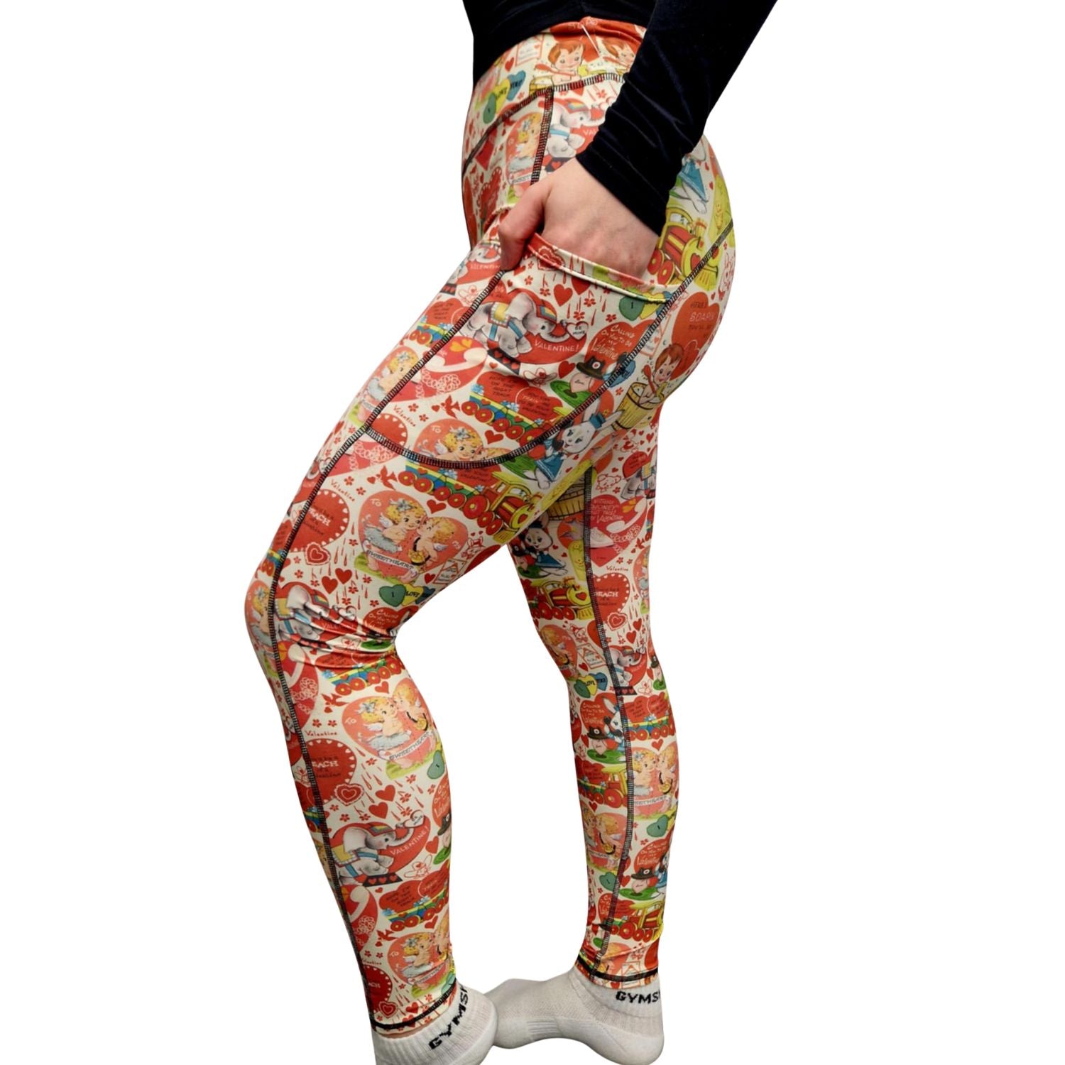 Funky Fit SCULPT Yoga Full Length Leggings - Peachy Vintage Valentines