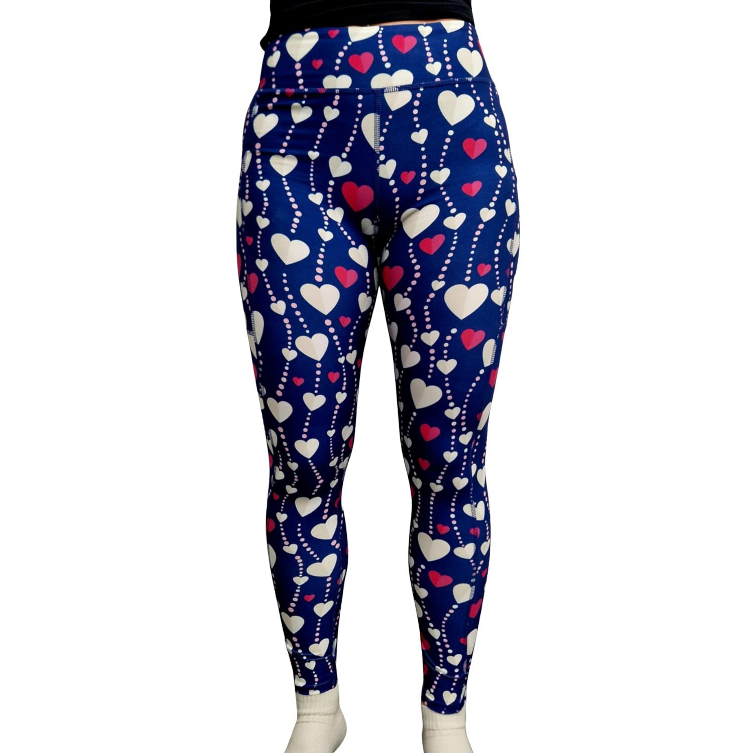 Funky Fit SCULPT Yoga Full Length Leggings - Valentines String of Hearts
