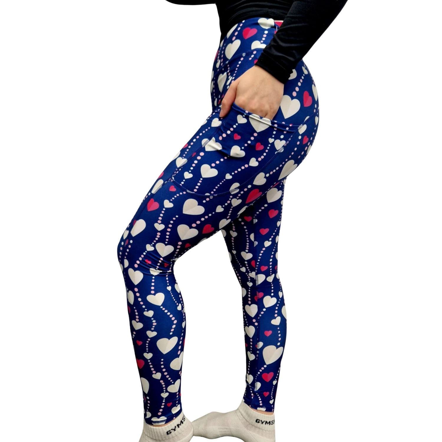 Funky Fit SCULPT Yoga Full Length Leggings - Valentines String of Hearts