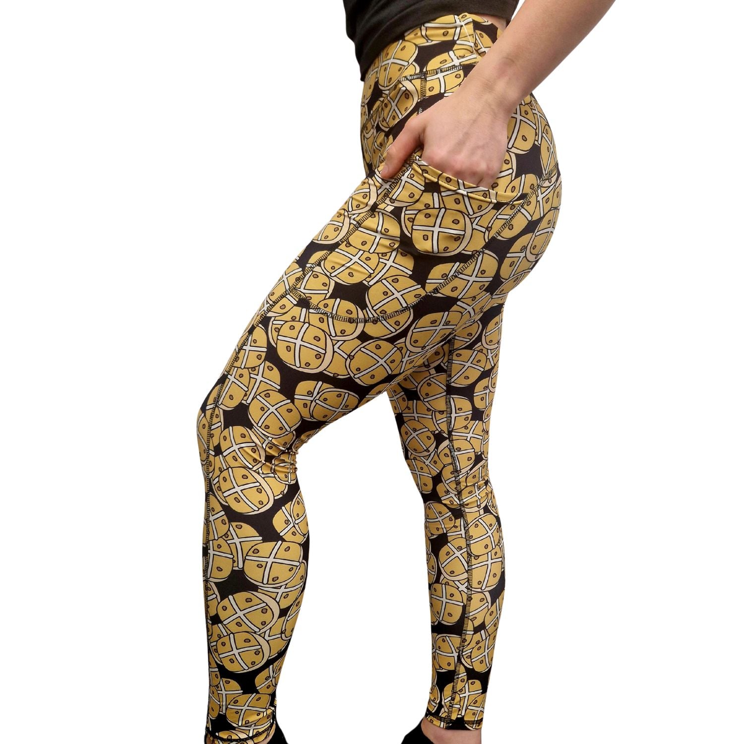 Funky Fit SCULPT Yoga Full Length Leggings - Easter Hot Cross Buns