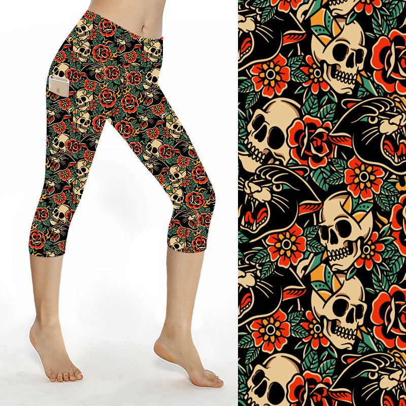 SCULPT Yoga Capri Leggings - Old School Tat