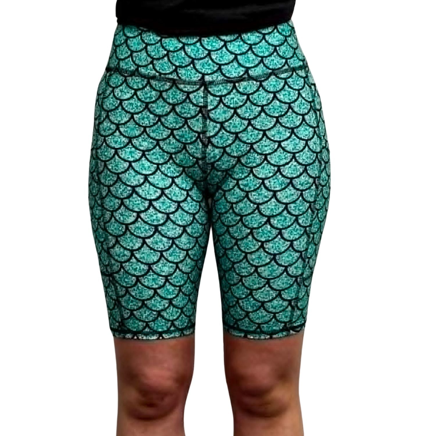 Funky Fit Sculpt Yoga Biker Shorts - Mermaid Glitz
