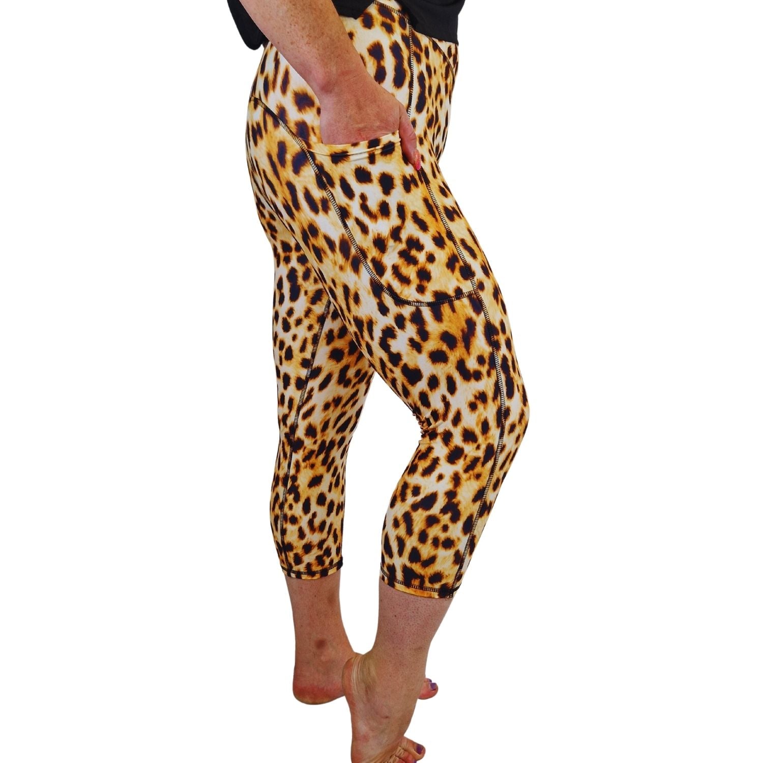 Funky Fit SCULPT Yoga Capri Leggings - Safari