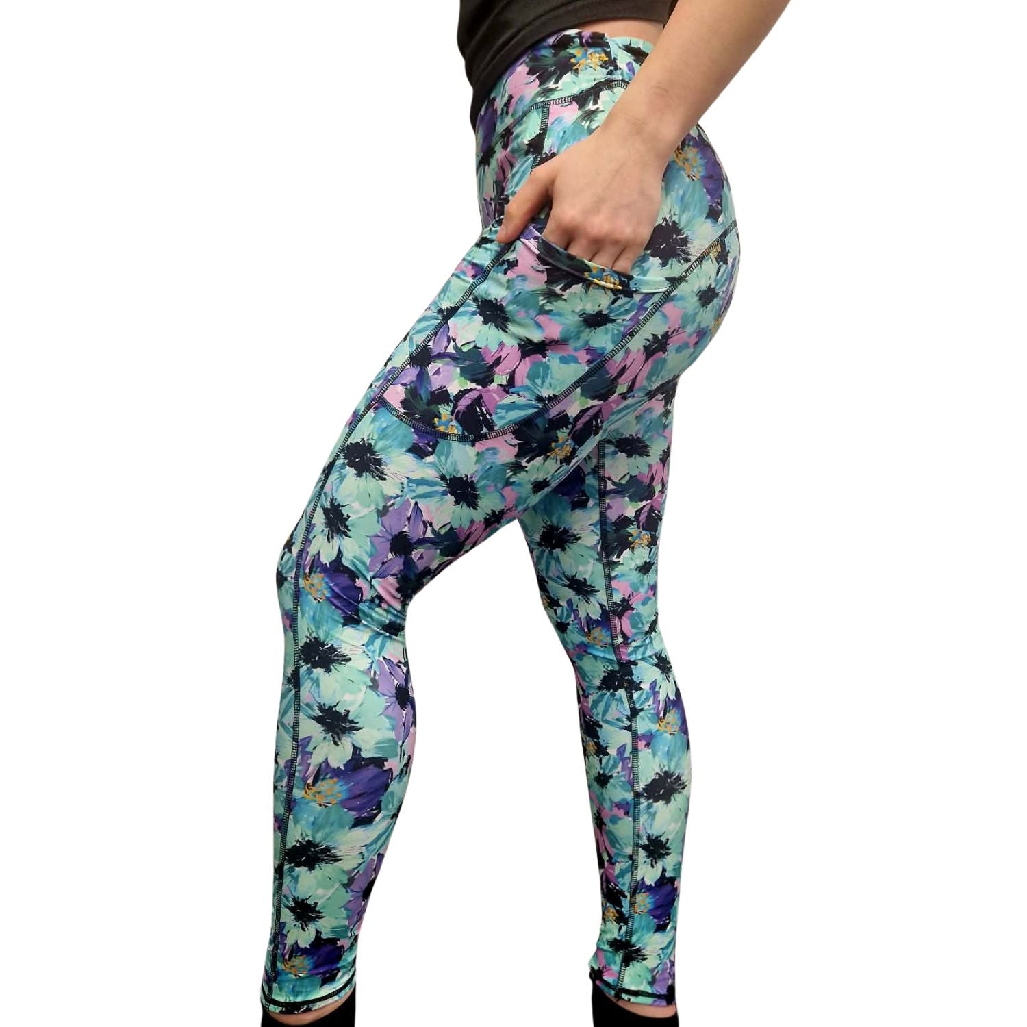 Funky Fit SCULPT Yoga Full Length Leggings - Blooming Pastel Asters