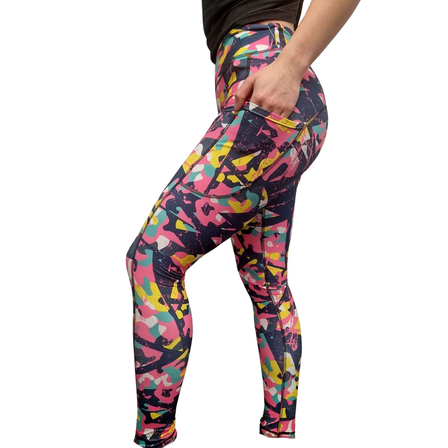 Funky Fit SCULPT Yoga Full Length Leggings - Geometric Splash