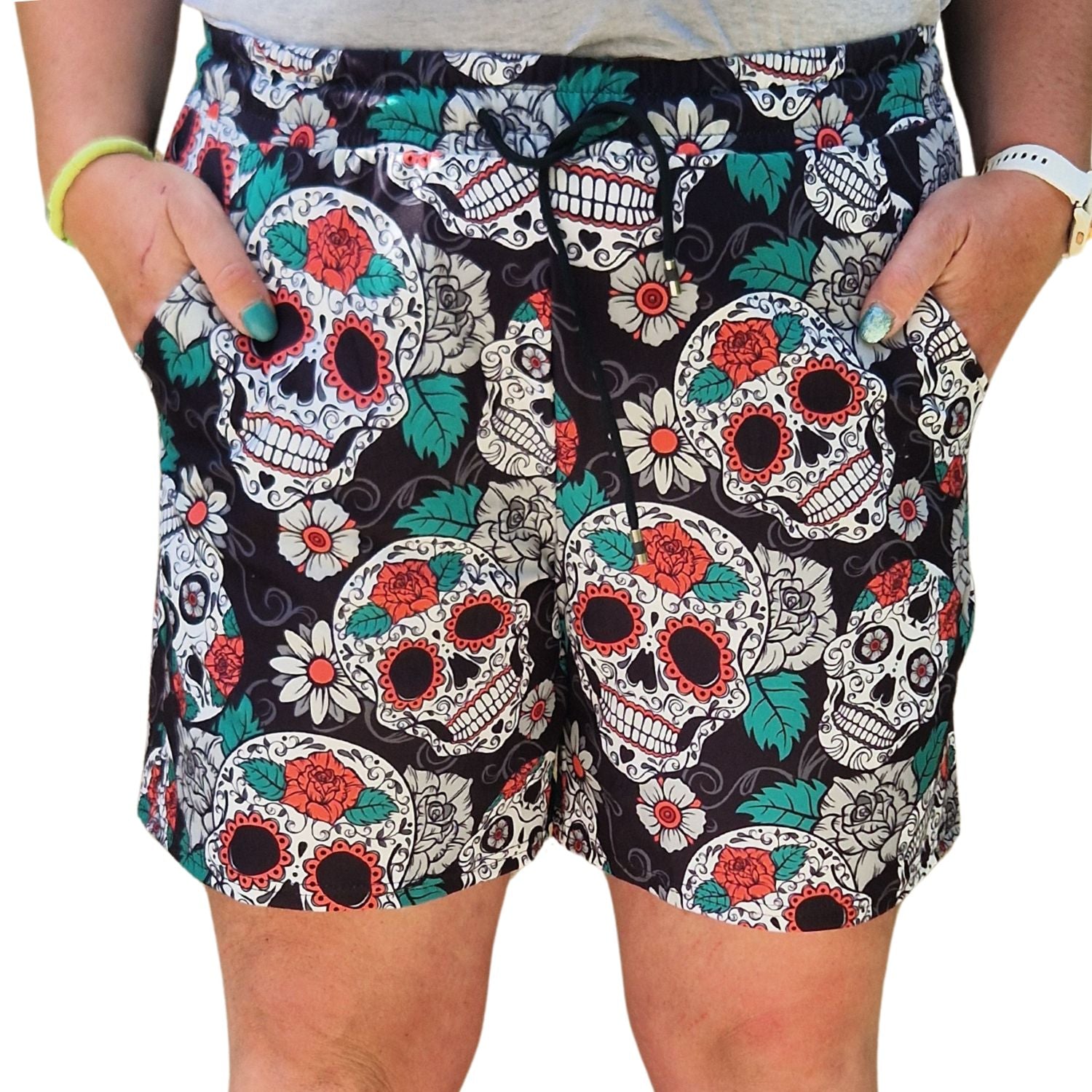 Funky Fit Jogger Shorts - Day of the Dead
