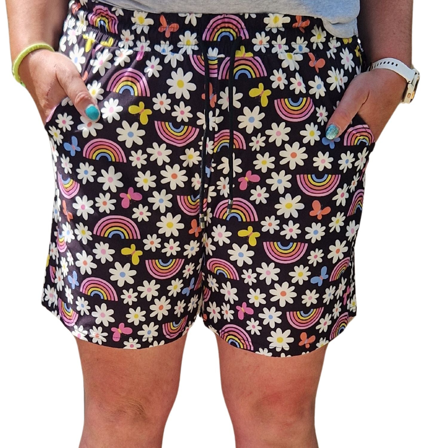 Funky Fit Jogger Shorts - Rainbows & Daisy's
