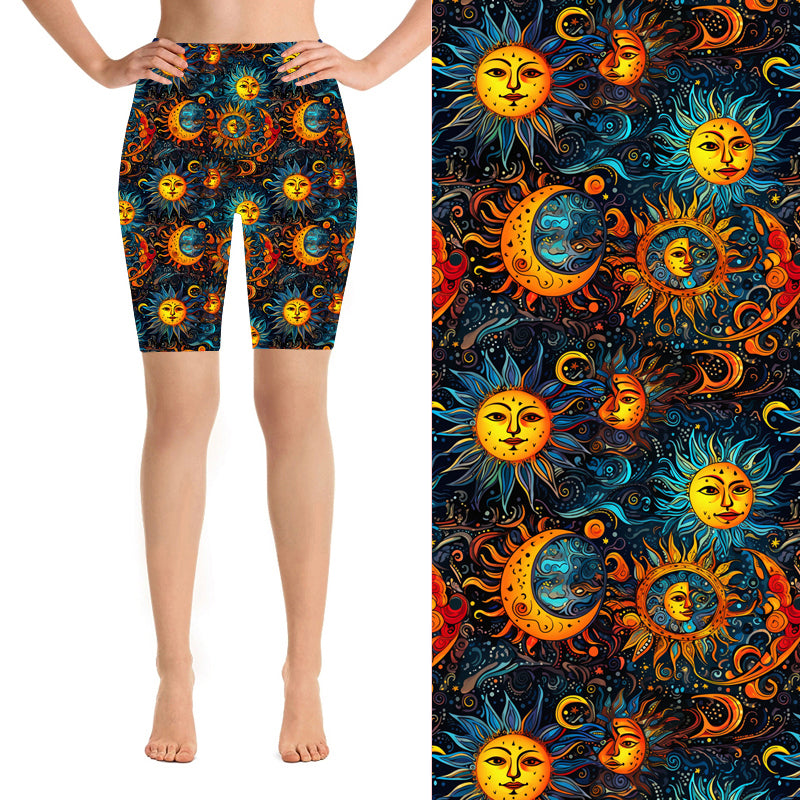 Funky Fit 24/7 Biker Shorts - Zodiac Moon Sun