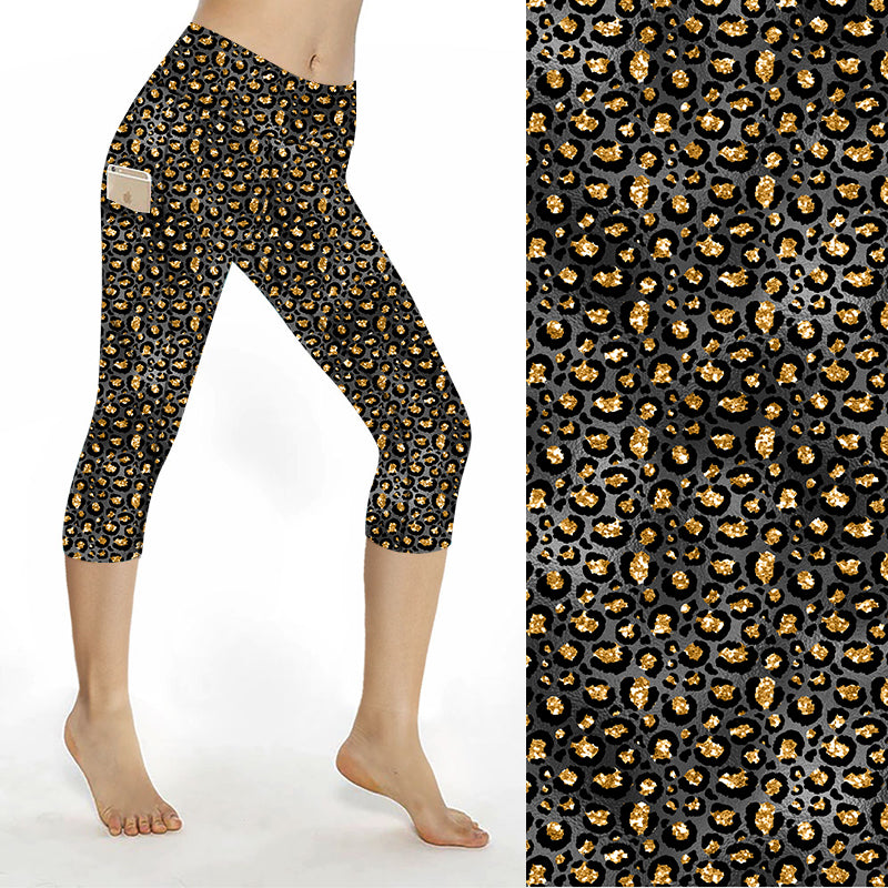 Funky Fit SCULPT Yoga Capri Leggings - Leopard & Gold
