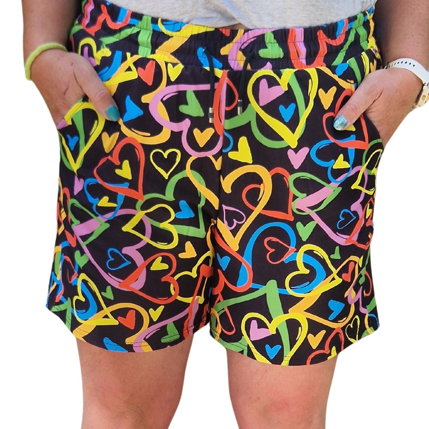 Funky Fit Jogger Shorts - Linked Hearts