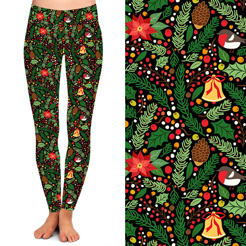 Funky Fit 24/7 Full Length Leggings – Berry Christmas Pattern