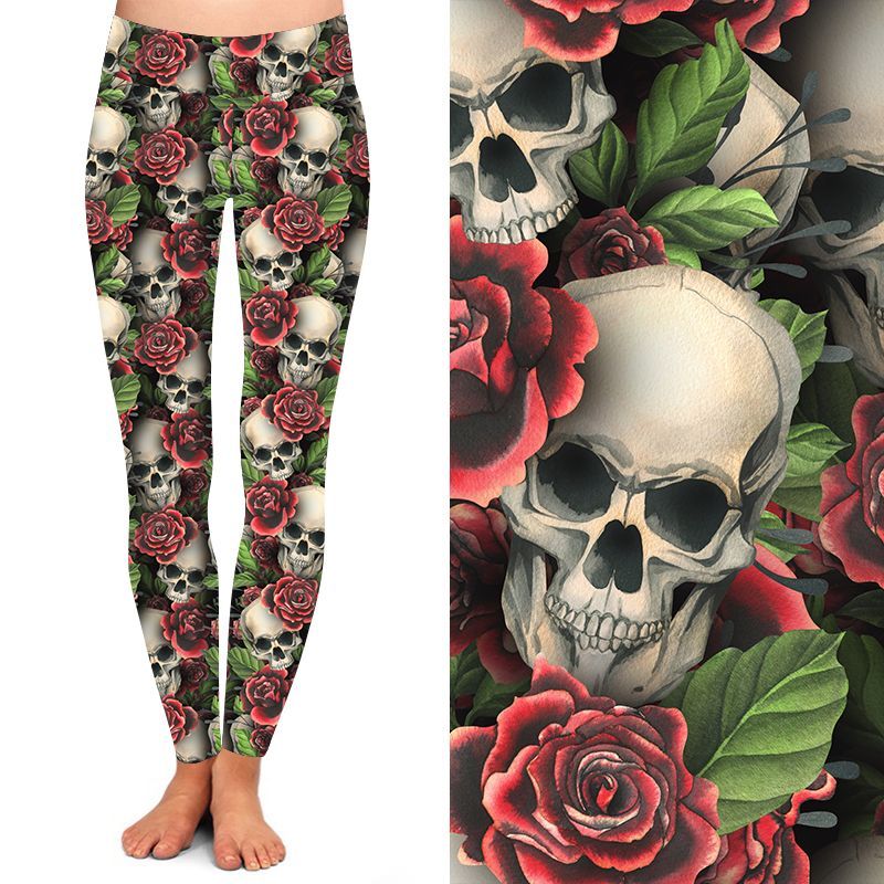 Funky Fit 24/7 Full Length Leggings – Skull N Roses Pattern