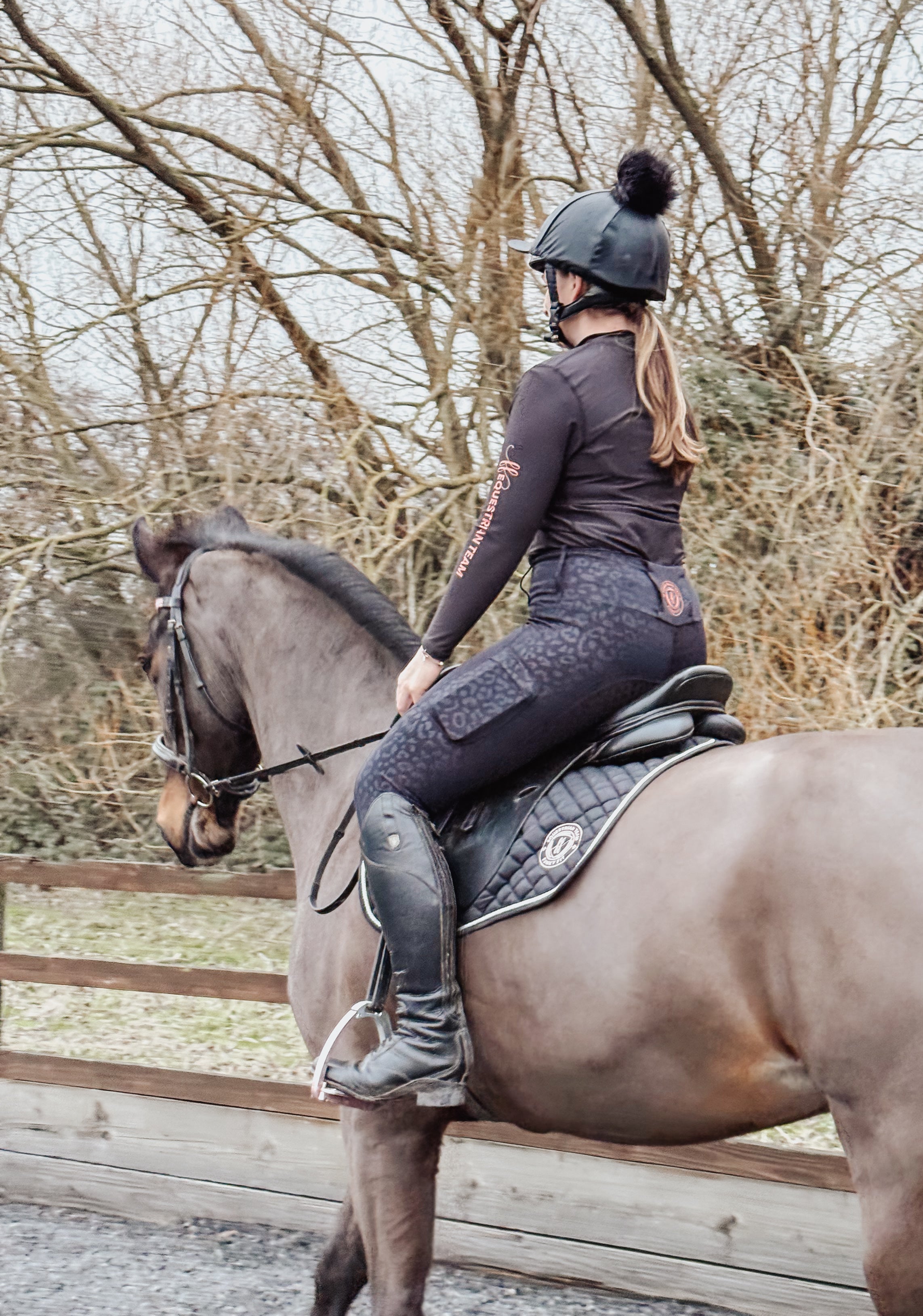 Team Long Sleeved Base Layer - BLack & Rose (Adult)