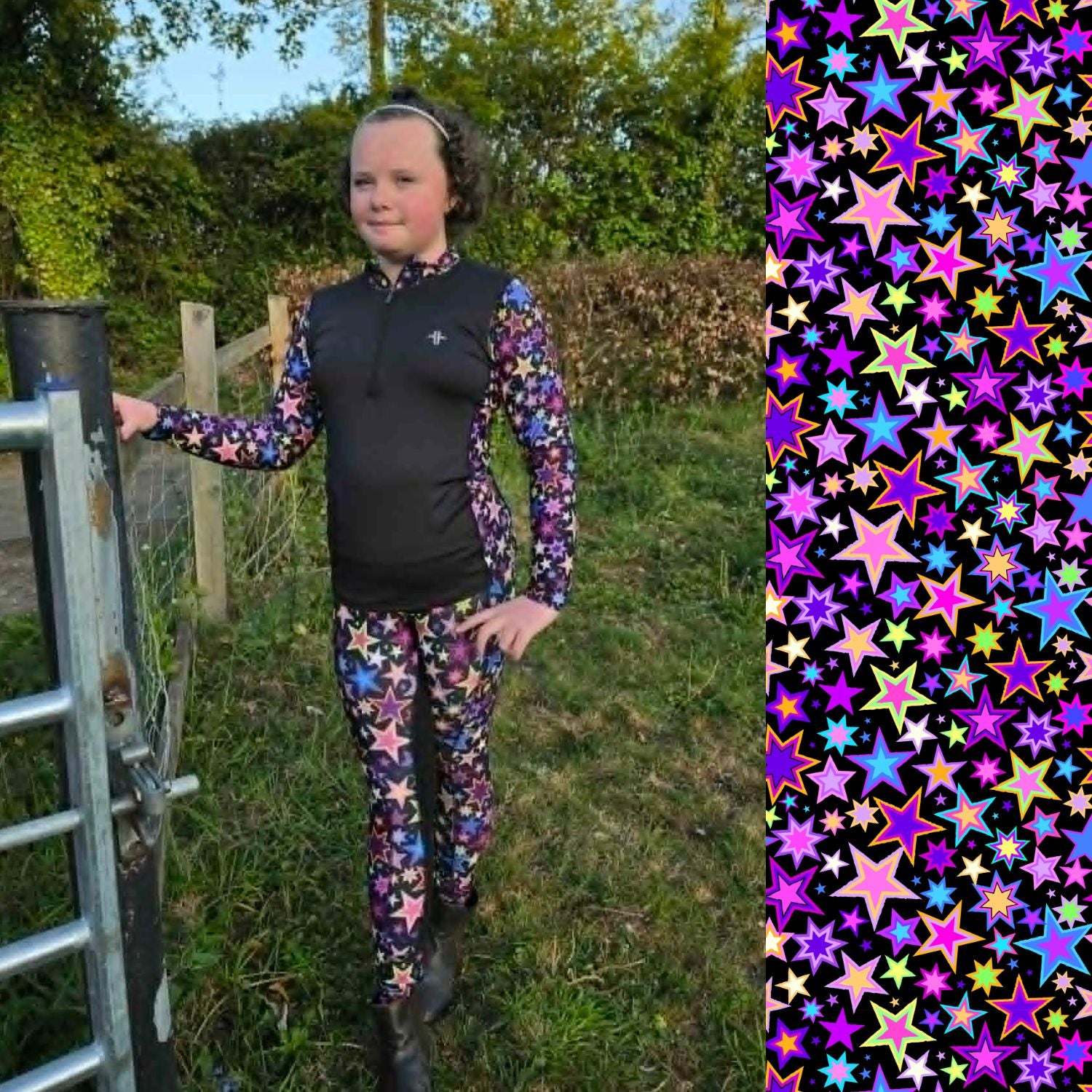 Funky Fit Neon Stars Base Layers & Jodphurs Kids