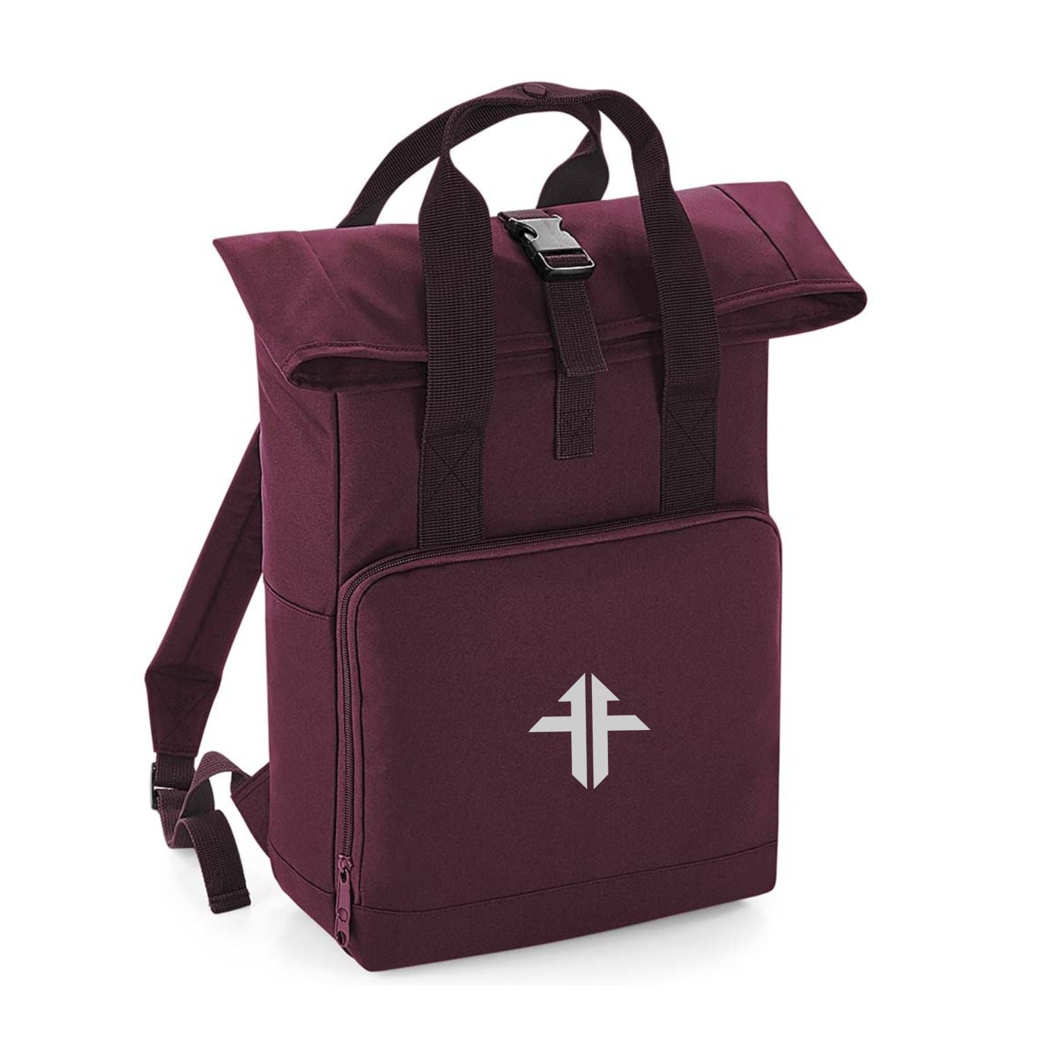 Twin Handle Roll-Top Backpack - Burgundy