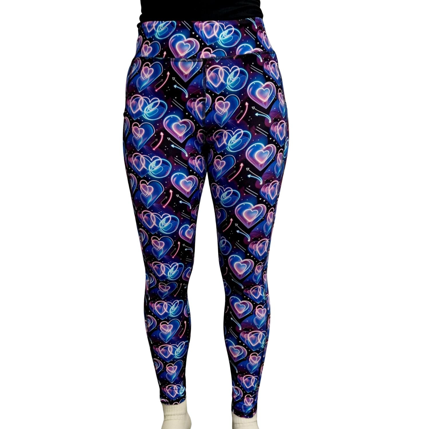 SCULPT Yoga Full Length Leggings - Valentines Neon Hearts