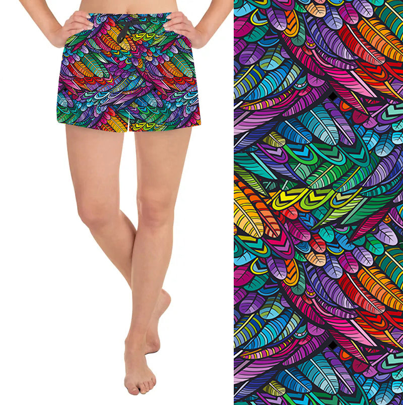 Funky Fit Loose Fit Shorts - Rainbow Feathers