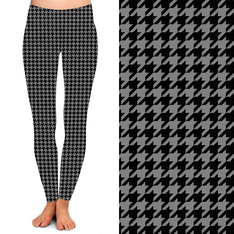 Funky Fit 24/7 Full Length Leggings – Mono Houndstooth Pattern