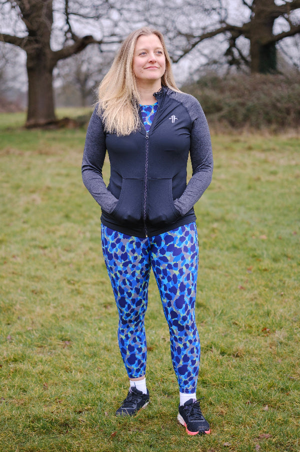 Ladies Cool Active Contrast Zoodie - Black/Black Slate Melange