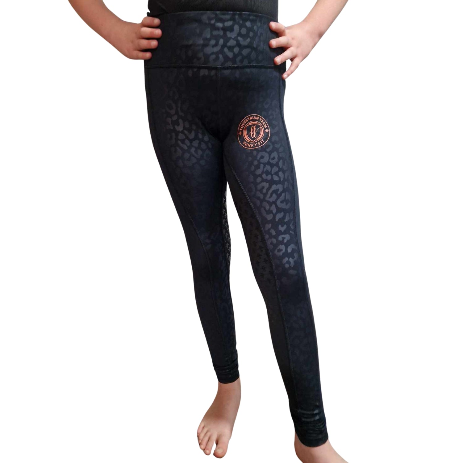 Kids Team Performance Pull On Breech - Black Leopard & Rose