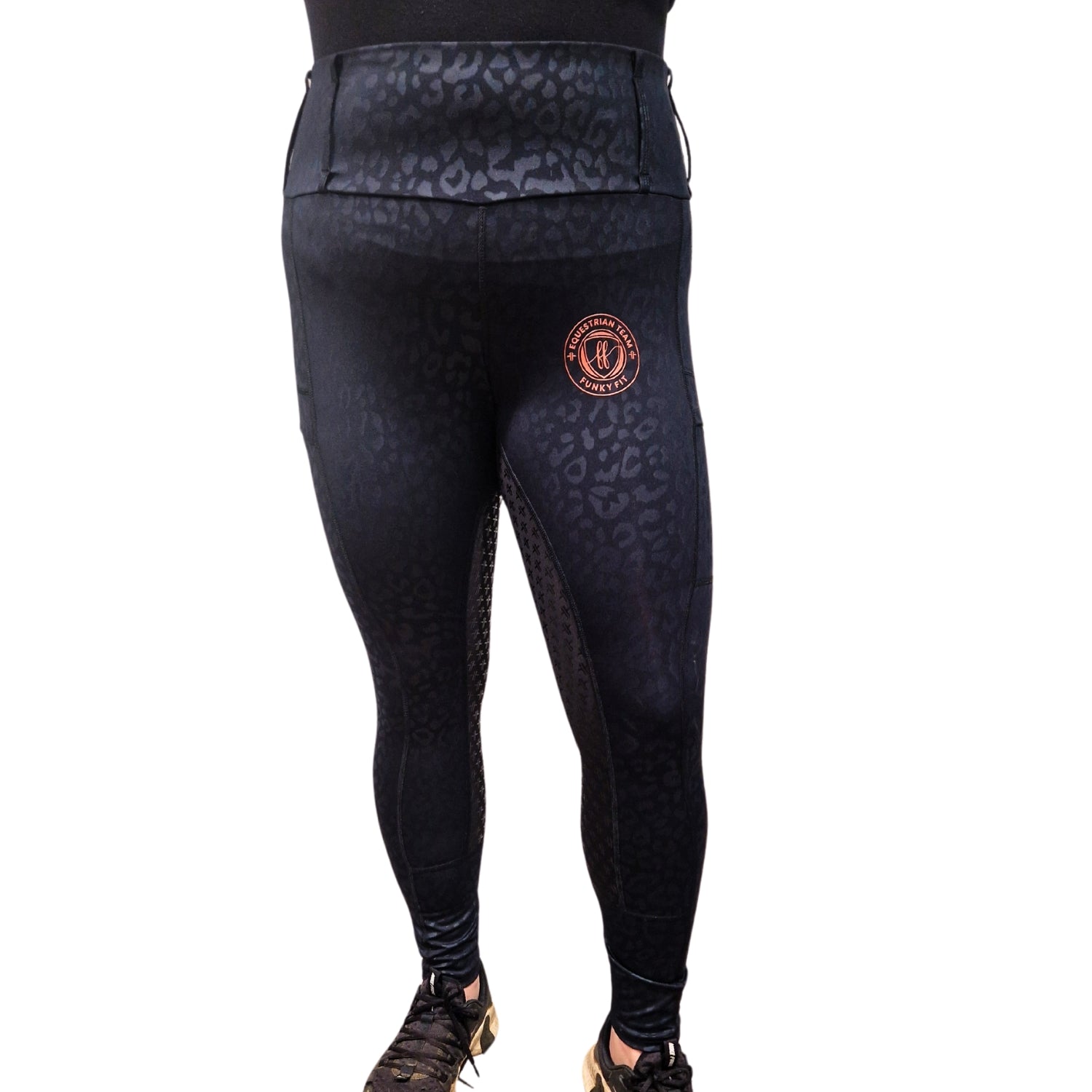 Team Performance Pull On Breech - Black Leopard & Rose