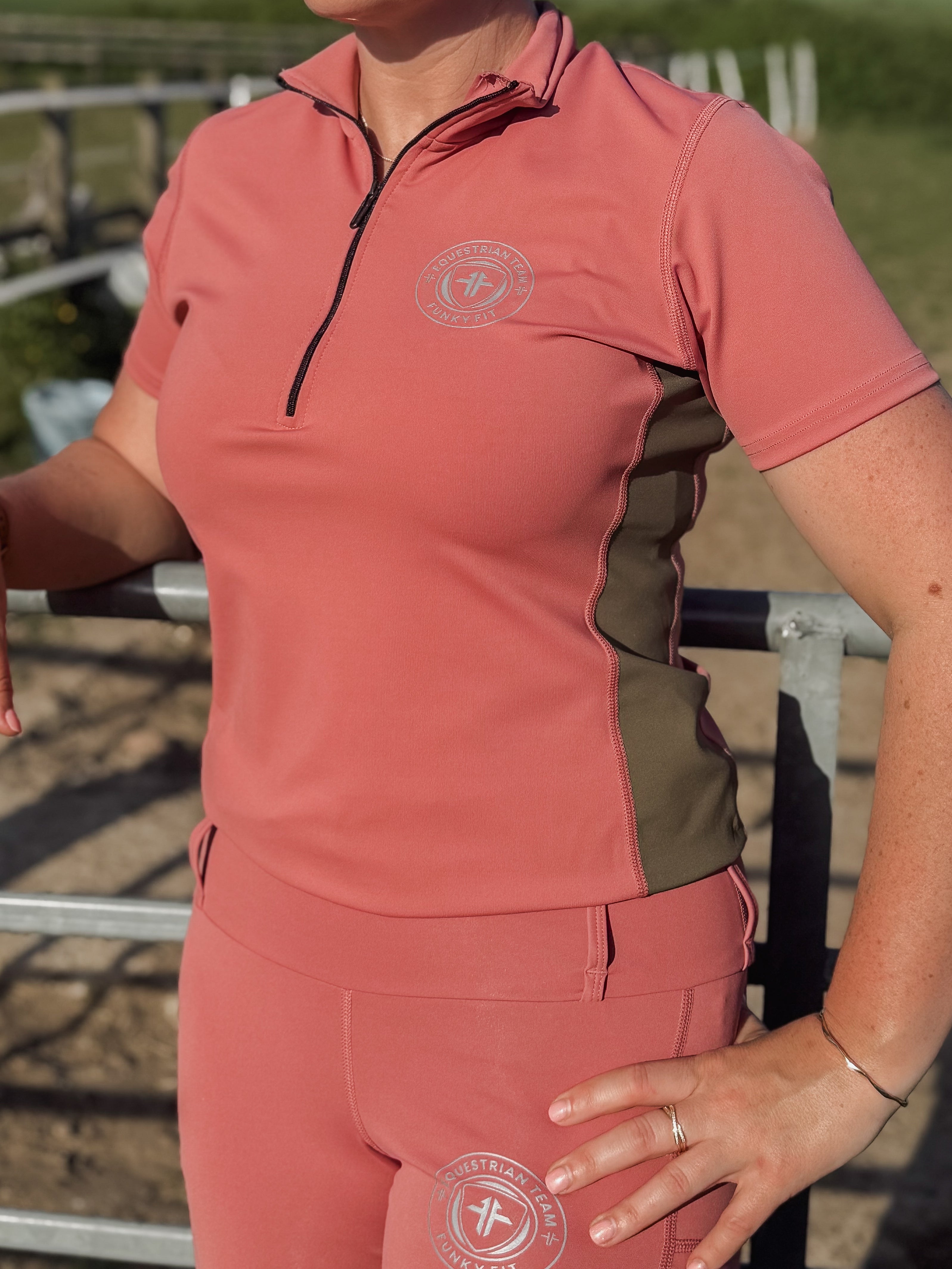 Funky Fit Team Short Sleeved Base Layer - Rose & Olive