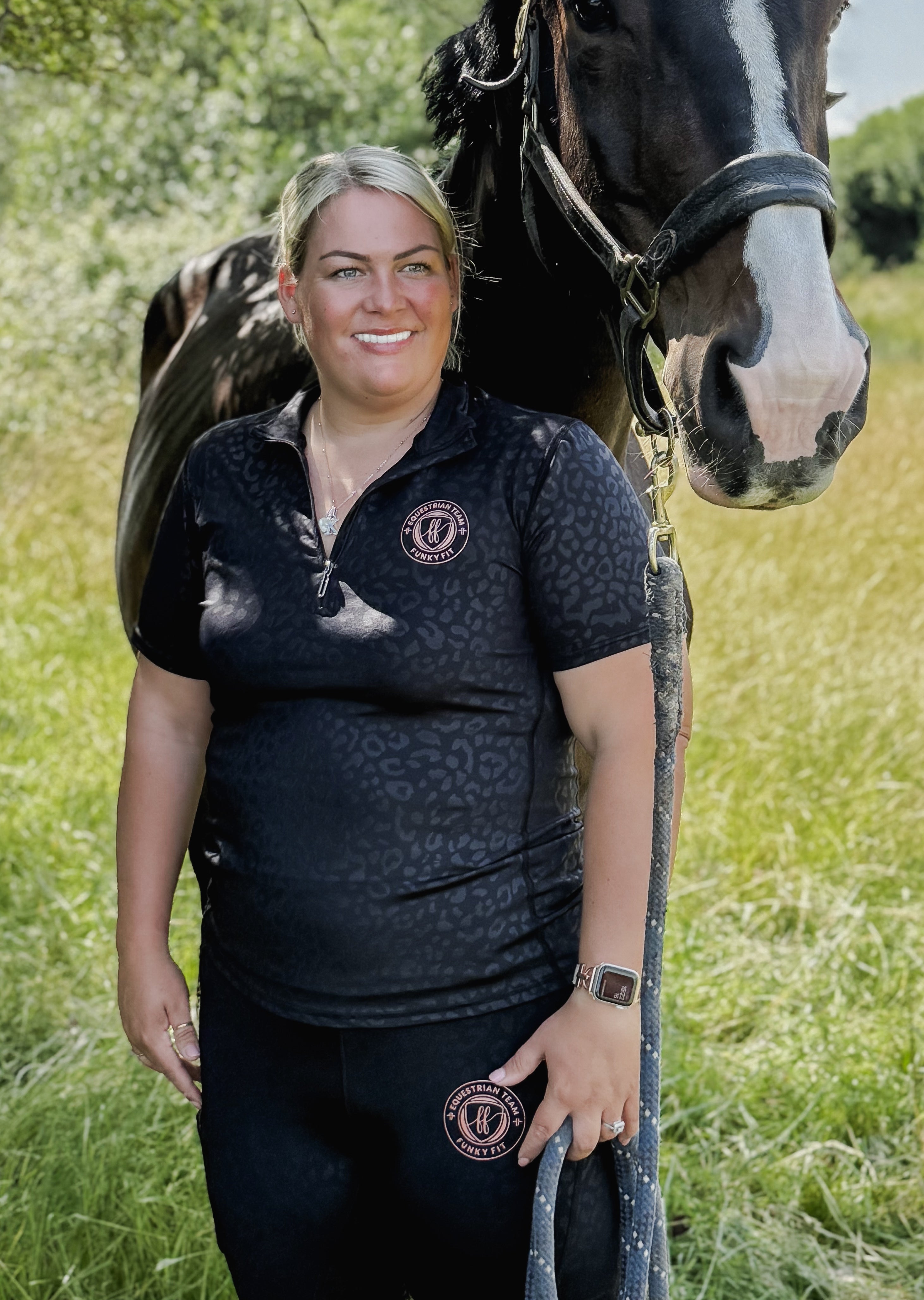 Team Short Sleeved Base Layer - Black Leopard