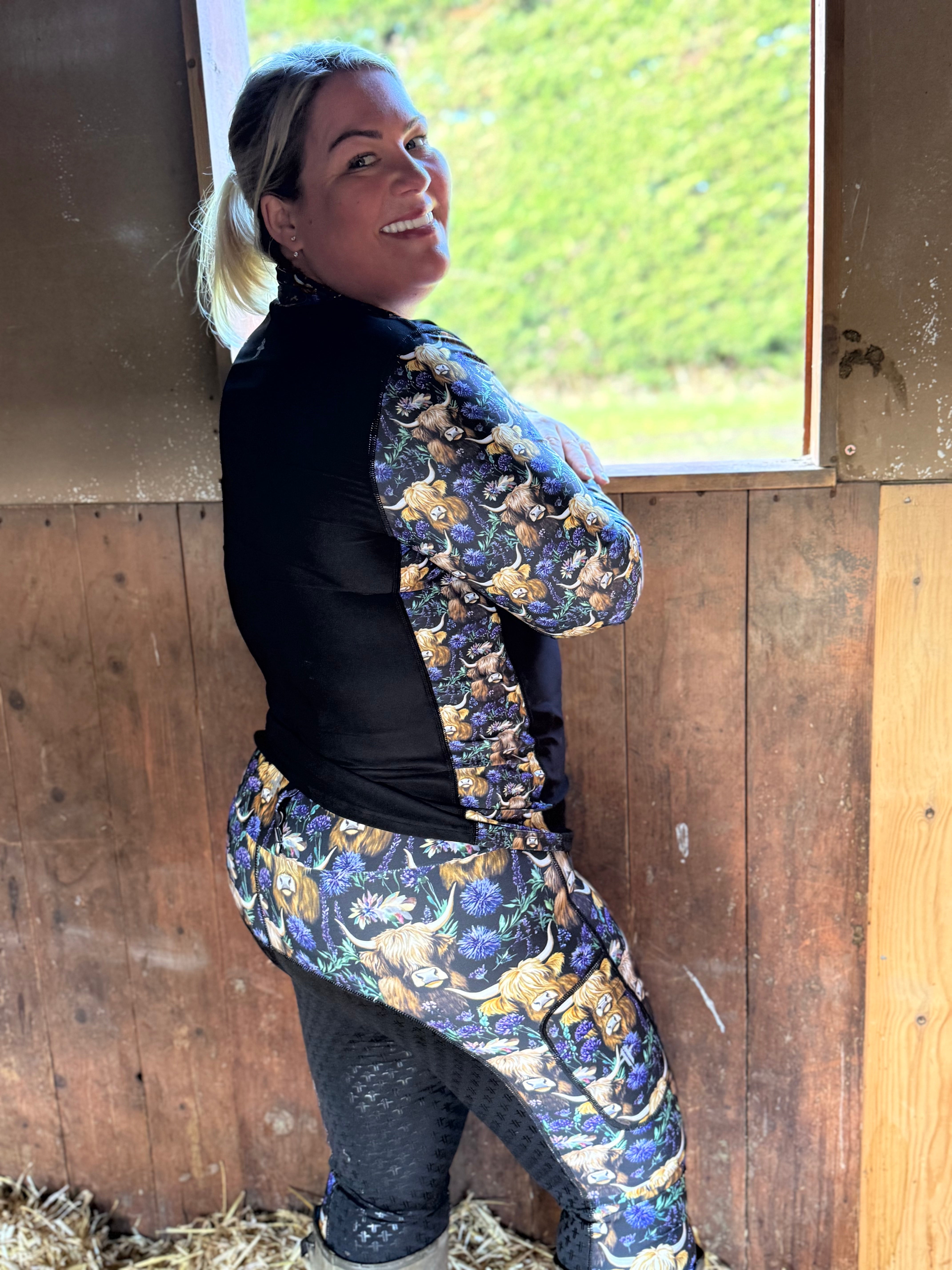 Funky Fit Spring Highland Cow Jodhpurs Equestrian