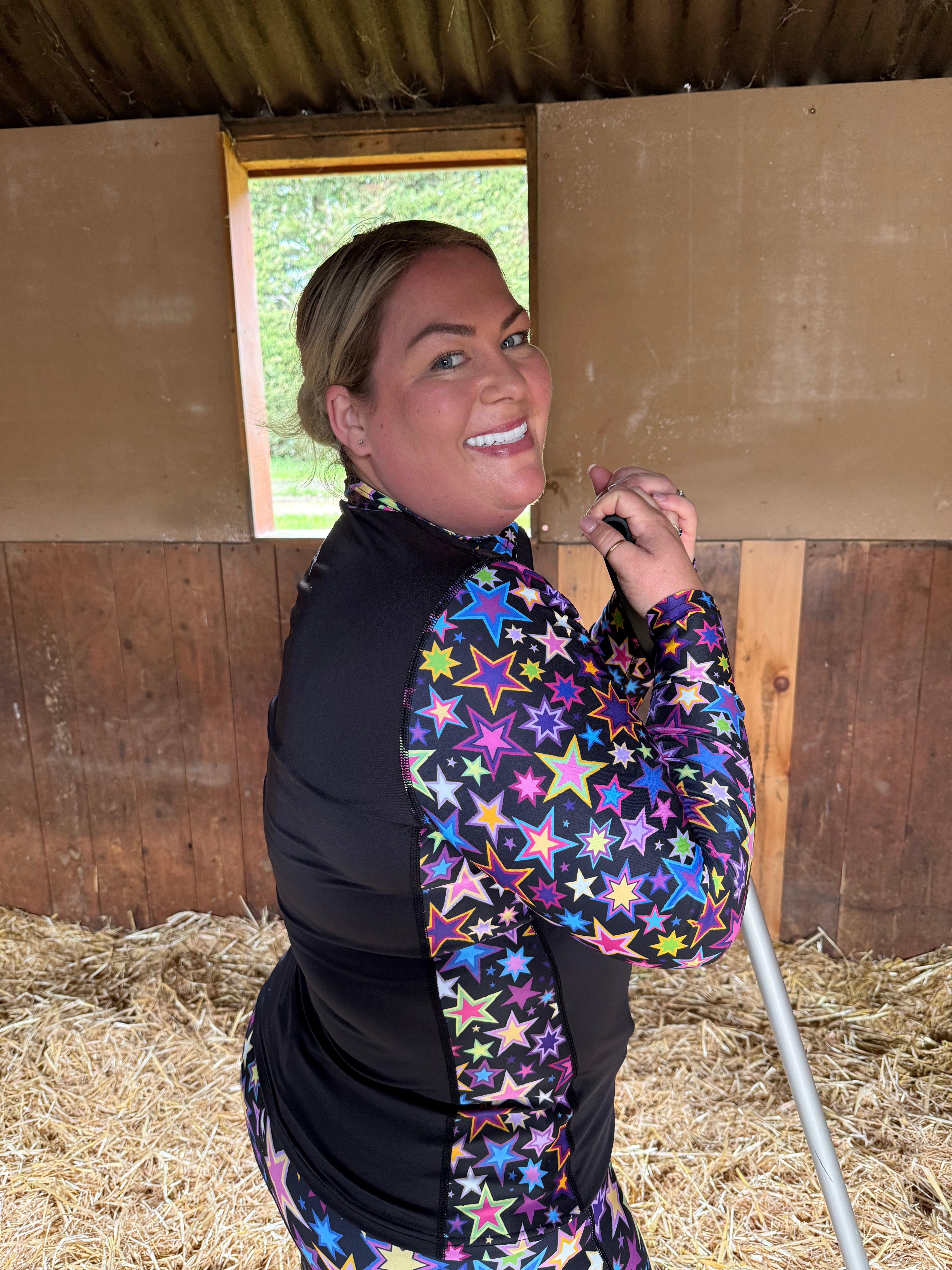 Funky Fit Neon Stars Base Layers- Equestrian