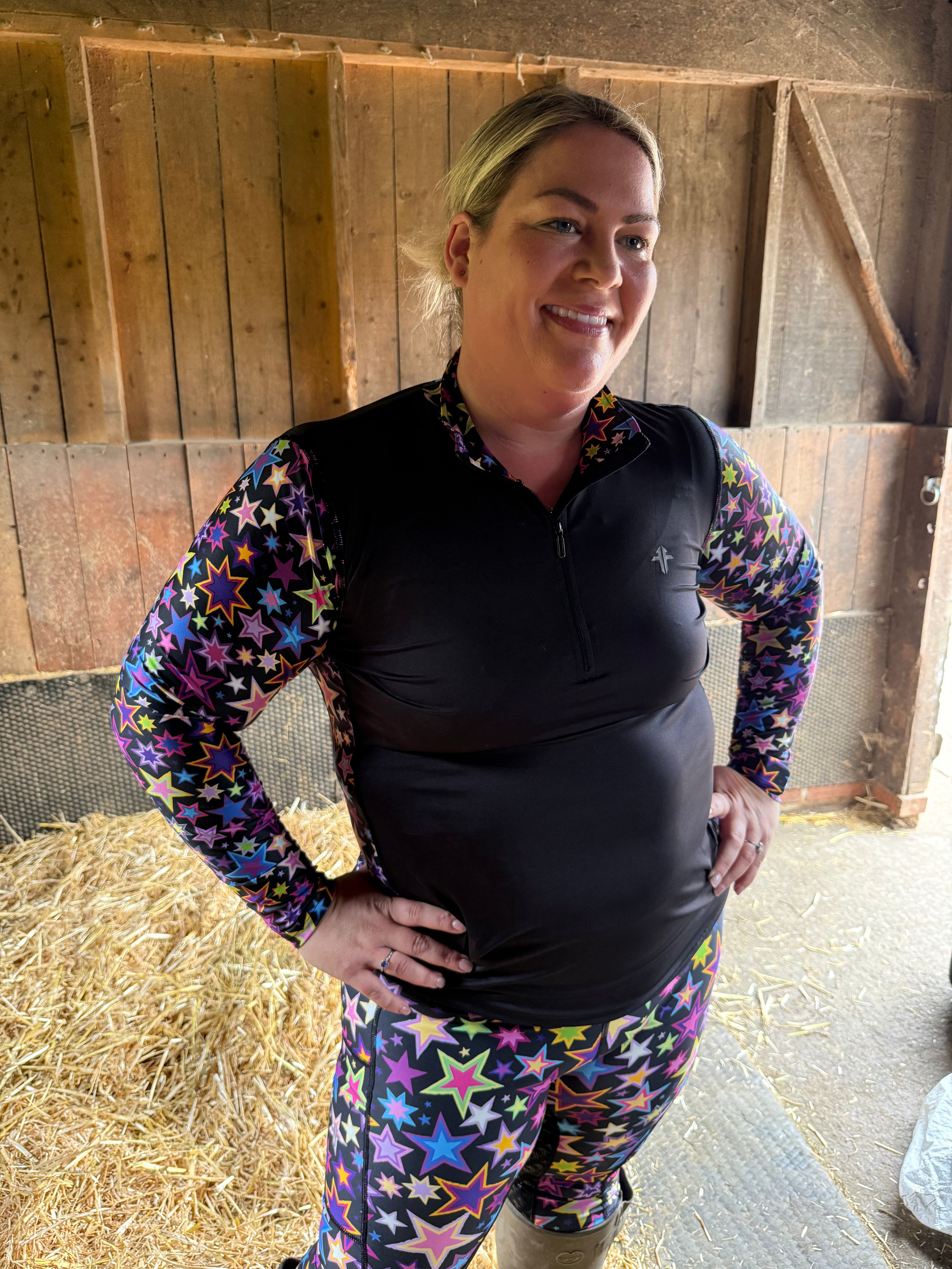 Funky Fit Neon Stars Base Layers- Equestrian
