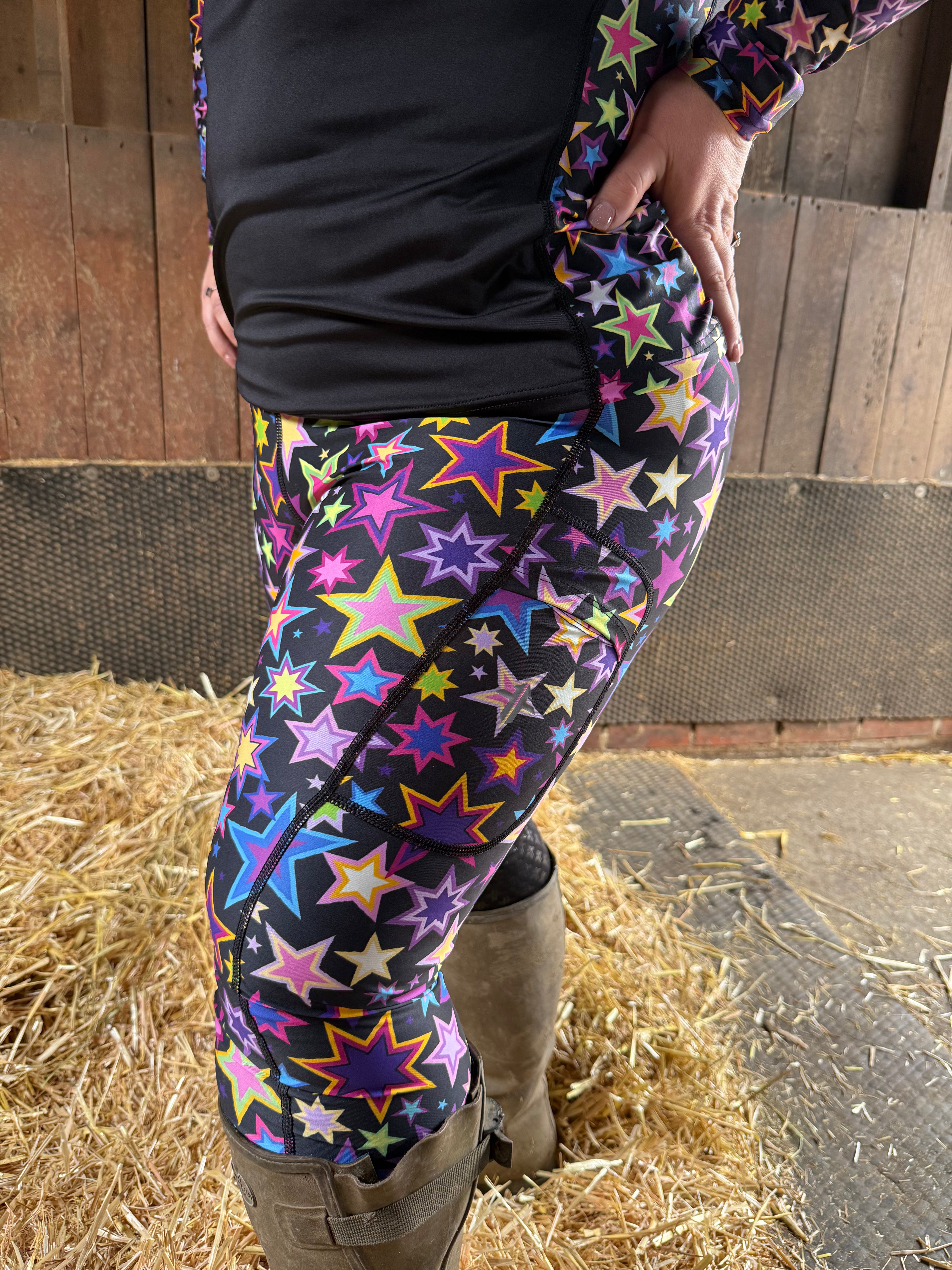 Funky Fit Neon Stars Jodhpurs- Equestrian
