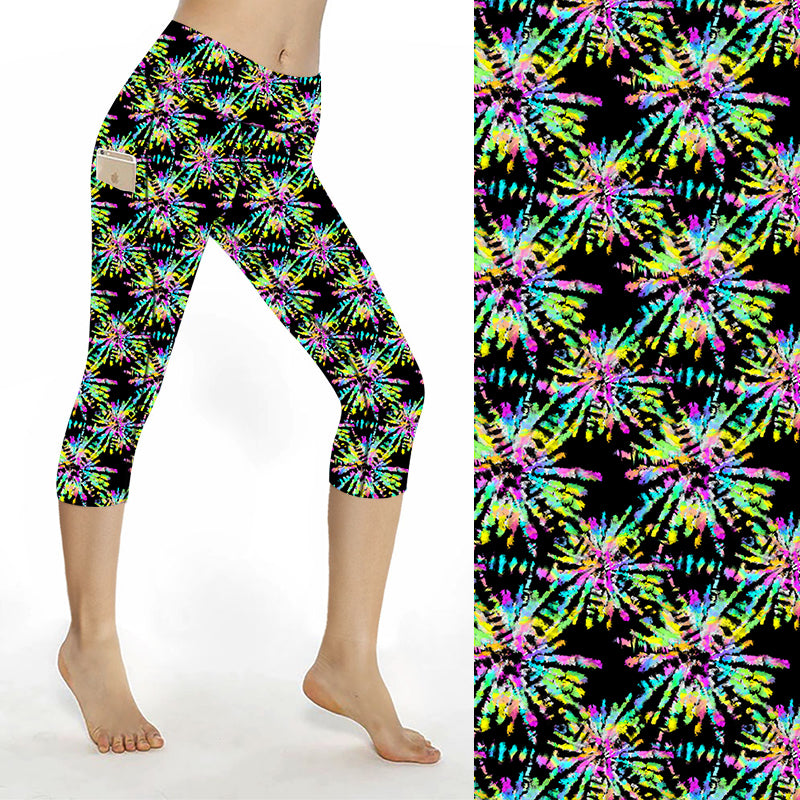 Funky Fit SCULPT Yoga Capri Leggings - Tie-Dye Explosion