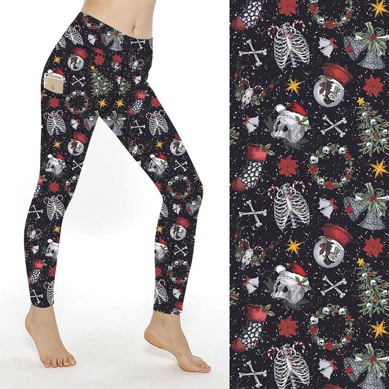 Funky Fit Dark Christmas – (black gothic-style with skeletons, skulls, wreaths, poinsettias)