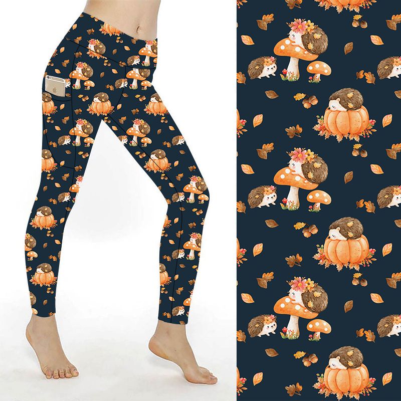 SCULPT Yoga Full Length Leggings - Autumnal Hedgehogs