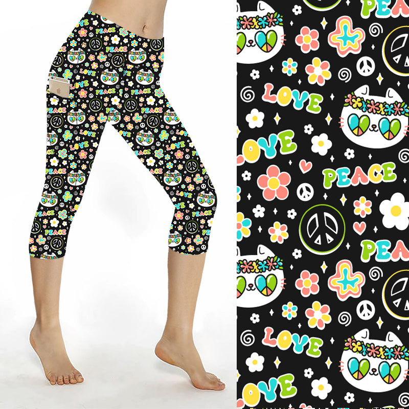 Funky Fit SCULPT Yoga Capri Leggings - Hippie Cat