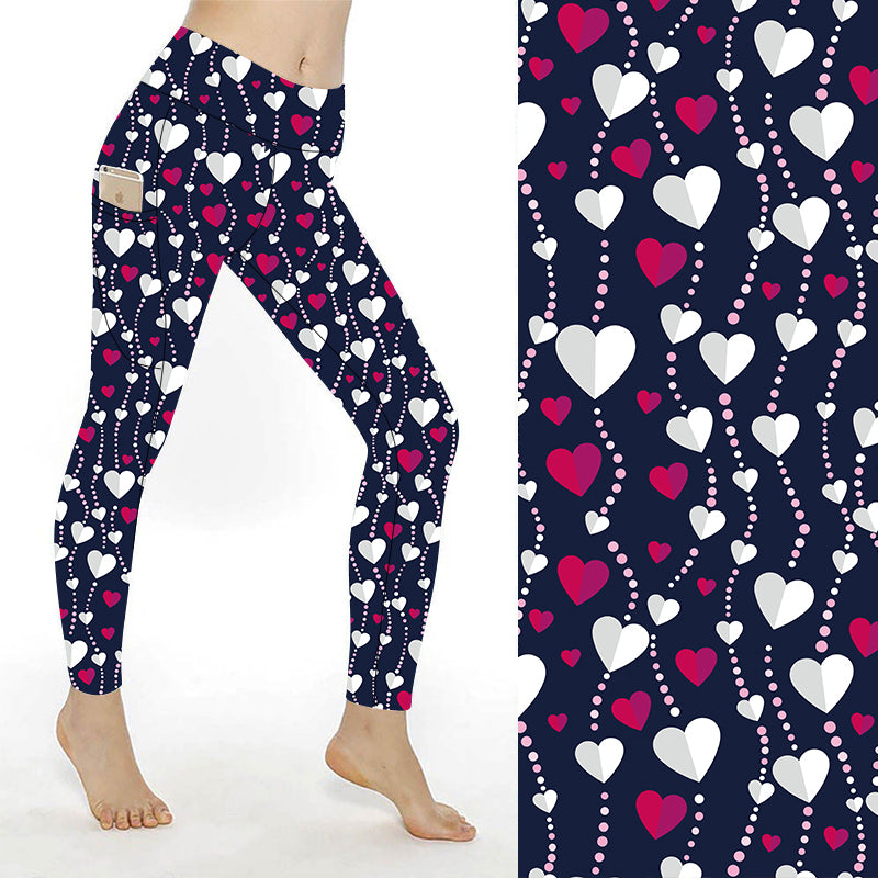 Funky Fit SCULPT Yoga Full Length Leggings - Valentines String of Hearts