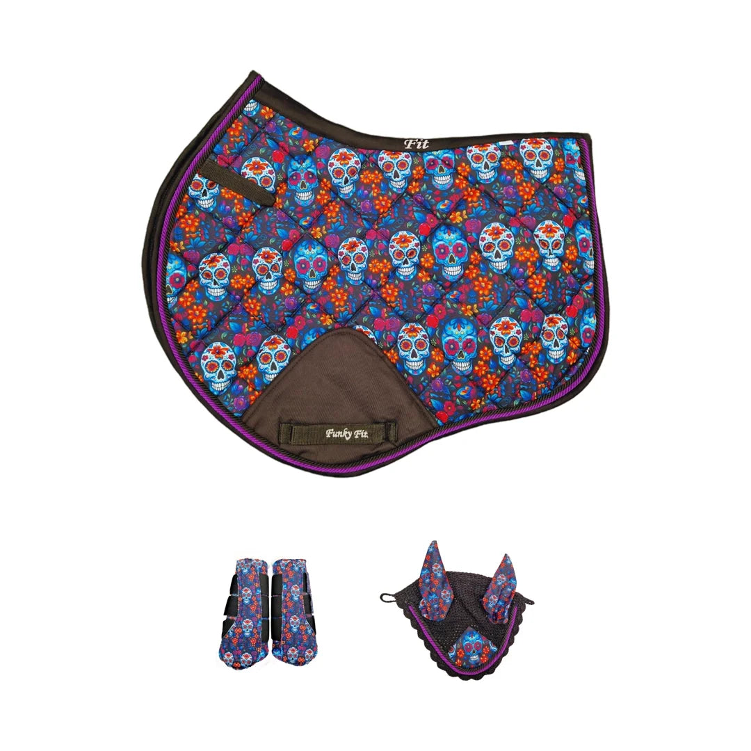 Matching set- Saddle Pad, Fly Veil & Brushing Boots - Long Time Dead