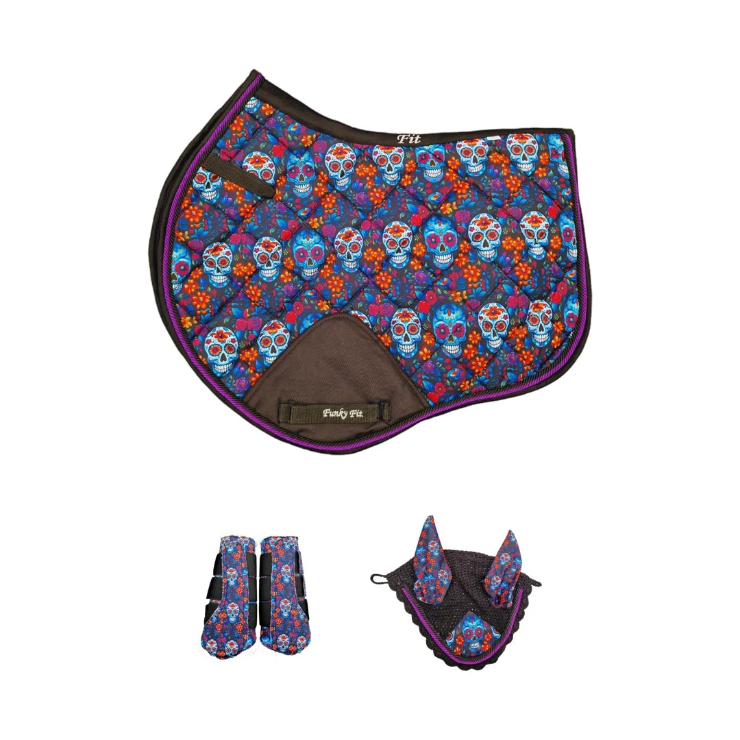 Matching set- Saddle Pad, Fly Veil & Brushing Boots - Long Time Dead