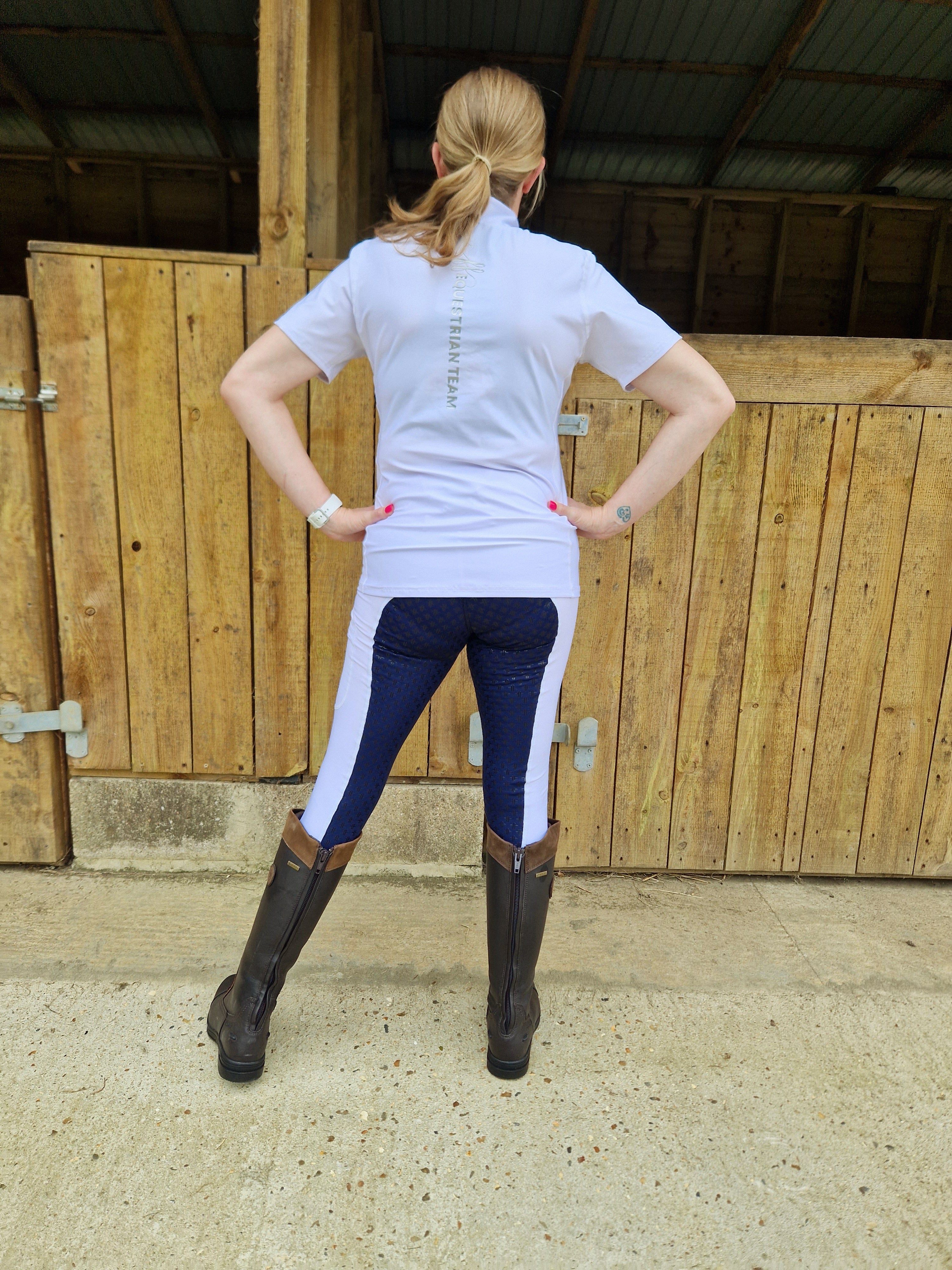 Performance Competition Pull On Breech - White/ Navy seat