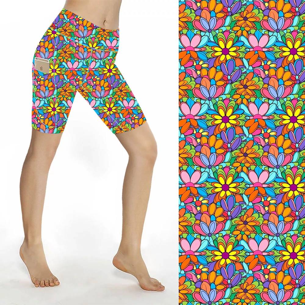 Funky Fit Sculpt Yoga Biker Shorts - Flower Dazzle