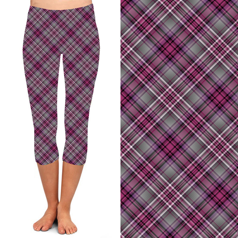 Funky Fit 24/7 Capri Leggings – Wisteria Tartan