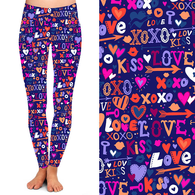 24/7 Leggings – Valentines Love & Kisses – Funky Fit Clothing