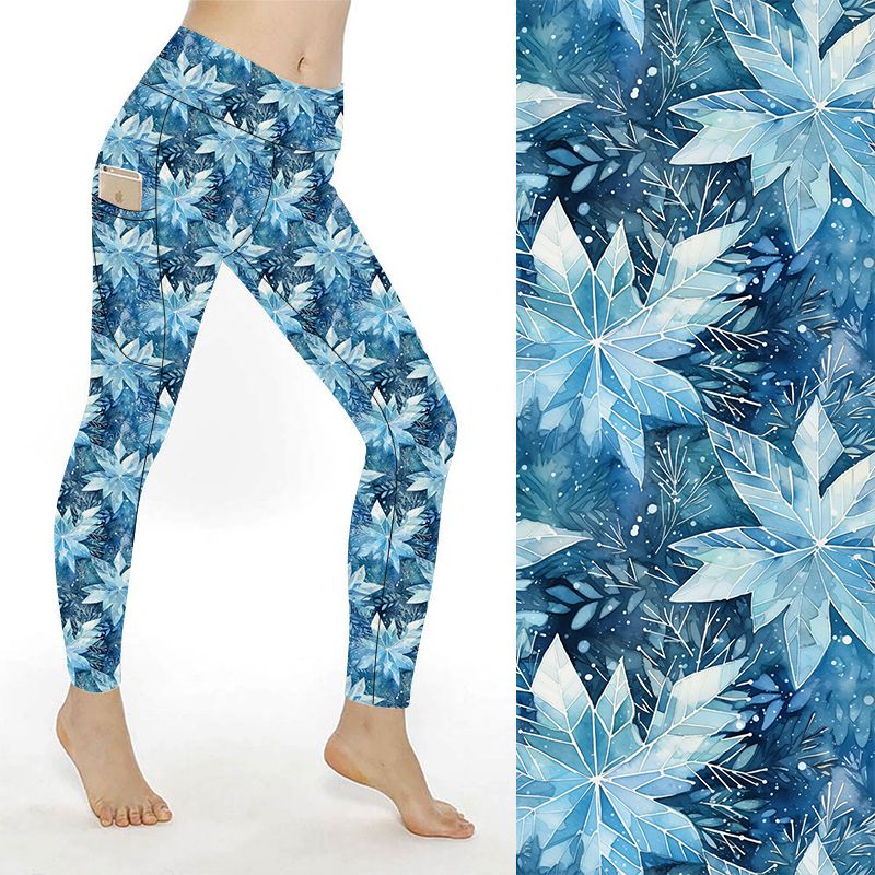 Funky Fit SCULPT Yoga Leggings - Winter Snow Flakes