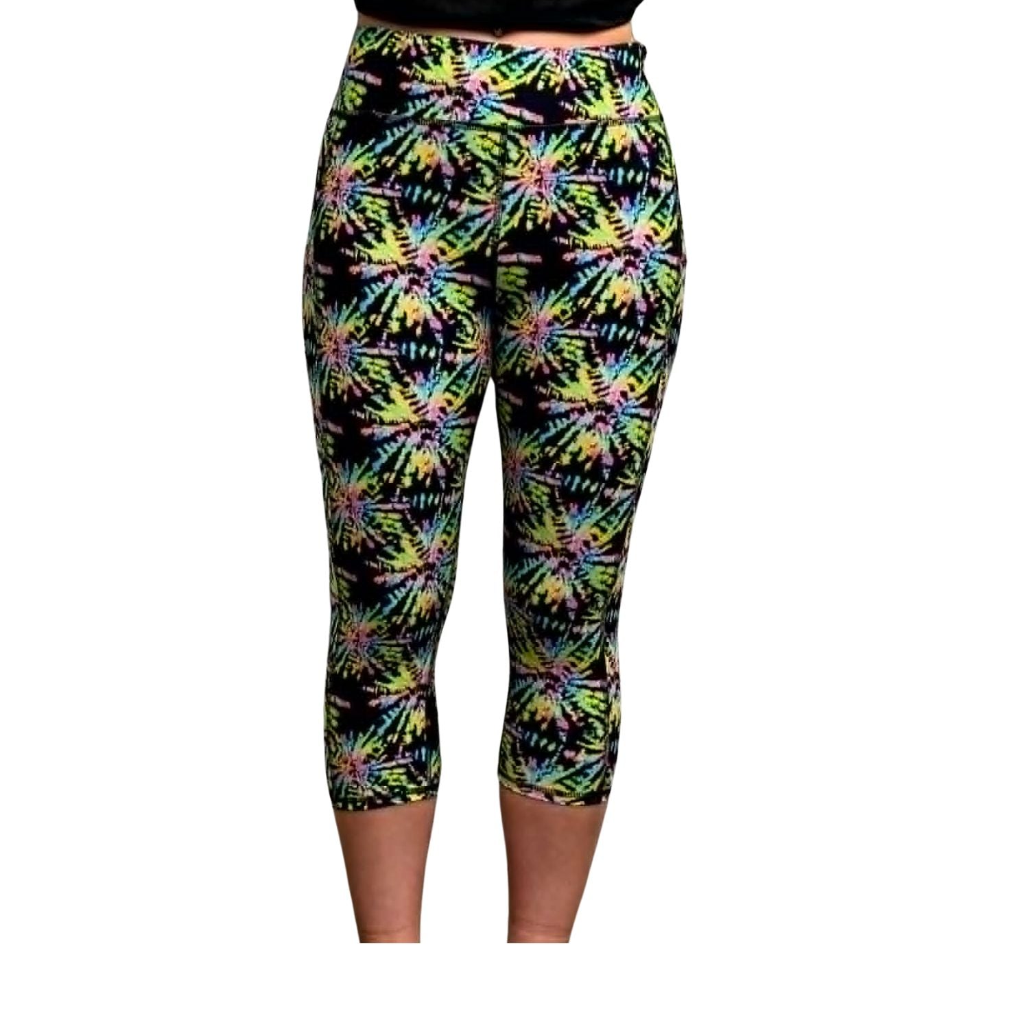 Funky Fit SCULPT Yoga Capri Leggings - Tie-Dye Explosion